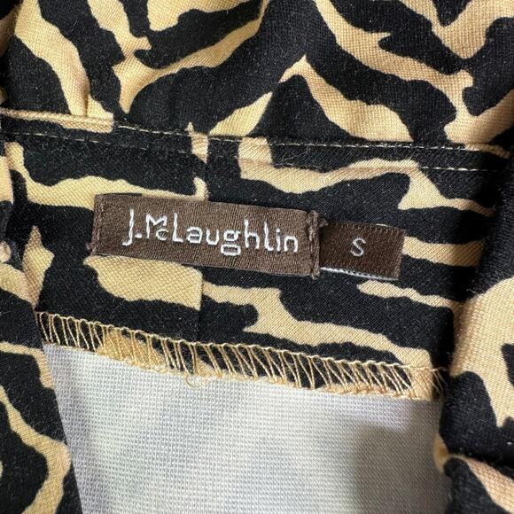 J.McLaughlin Dress Women Small Tan Black Terin Sheath Zebra Animal Print Classic - Picture 4 of 9